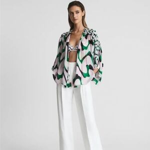 Reiss Pink and Green Resort Shawl Top Sz. 10